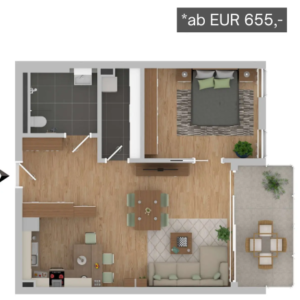 Grundriss Wohnung 1 der Wohnanlage am Fritzbruch