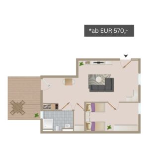 Grundriss Wohnungstyp 1 - Betreutes Wohnen Aldenhoven