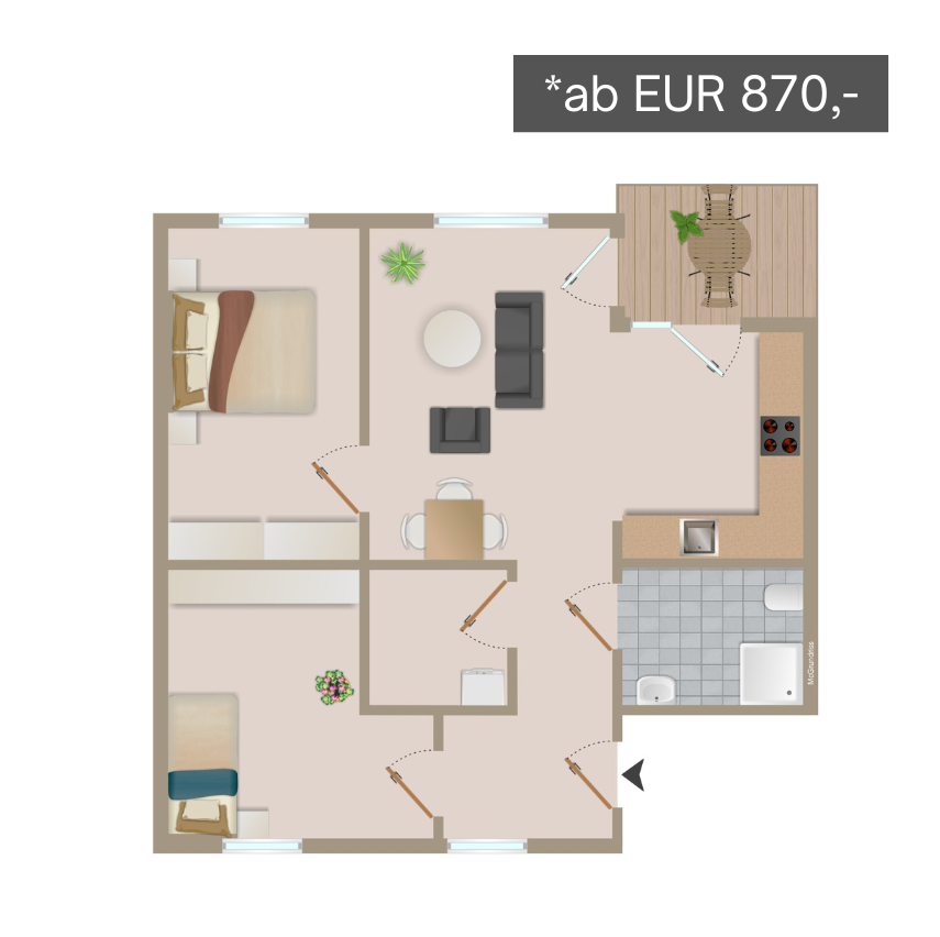 Grundriss Wohnungstyp 12 - Wohnanlage Alsdorf-Stadthalle