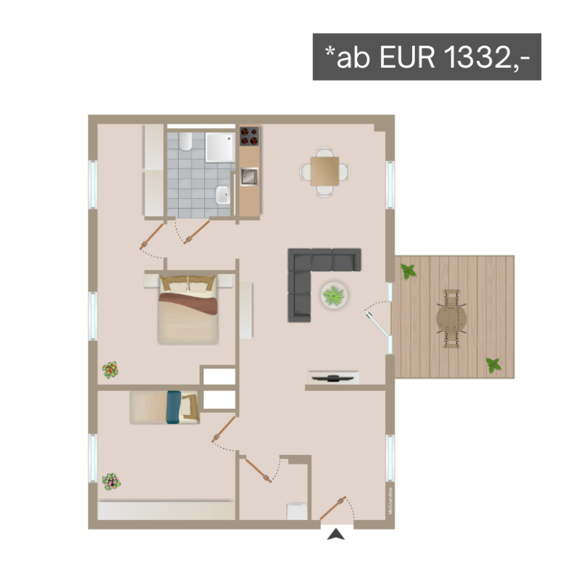 Grundriss Wohnungstyp 5 - Wohnanlage Alsdorf-Stadthalle