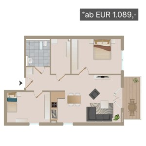 Grundriss Wohnungstyp 2 der Wohnanlage An Gut Ohndorf in Elsdorf