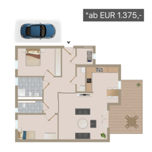 Grundriss Wohnungstyp 3 der Wohnanlage An Gut Ohndorf in Elsdorf